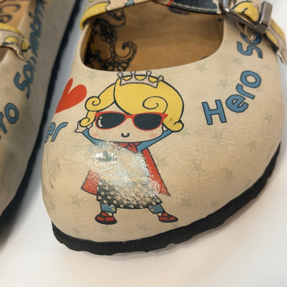 Calceo Goby 'Every Girl Is A Super Hero' Clogs/Mules Shoes Size 38 US 7.5 - Picture 13 of 16